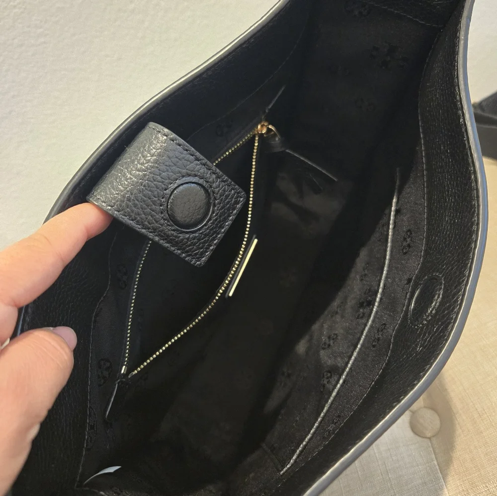 Tory Burch Black Leather Crossbody with Gold-Tone Hardware and Tassel